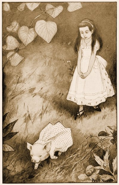 "So She Set the Little Creature Down," Illustration for Lewis Carroll